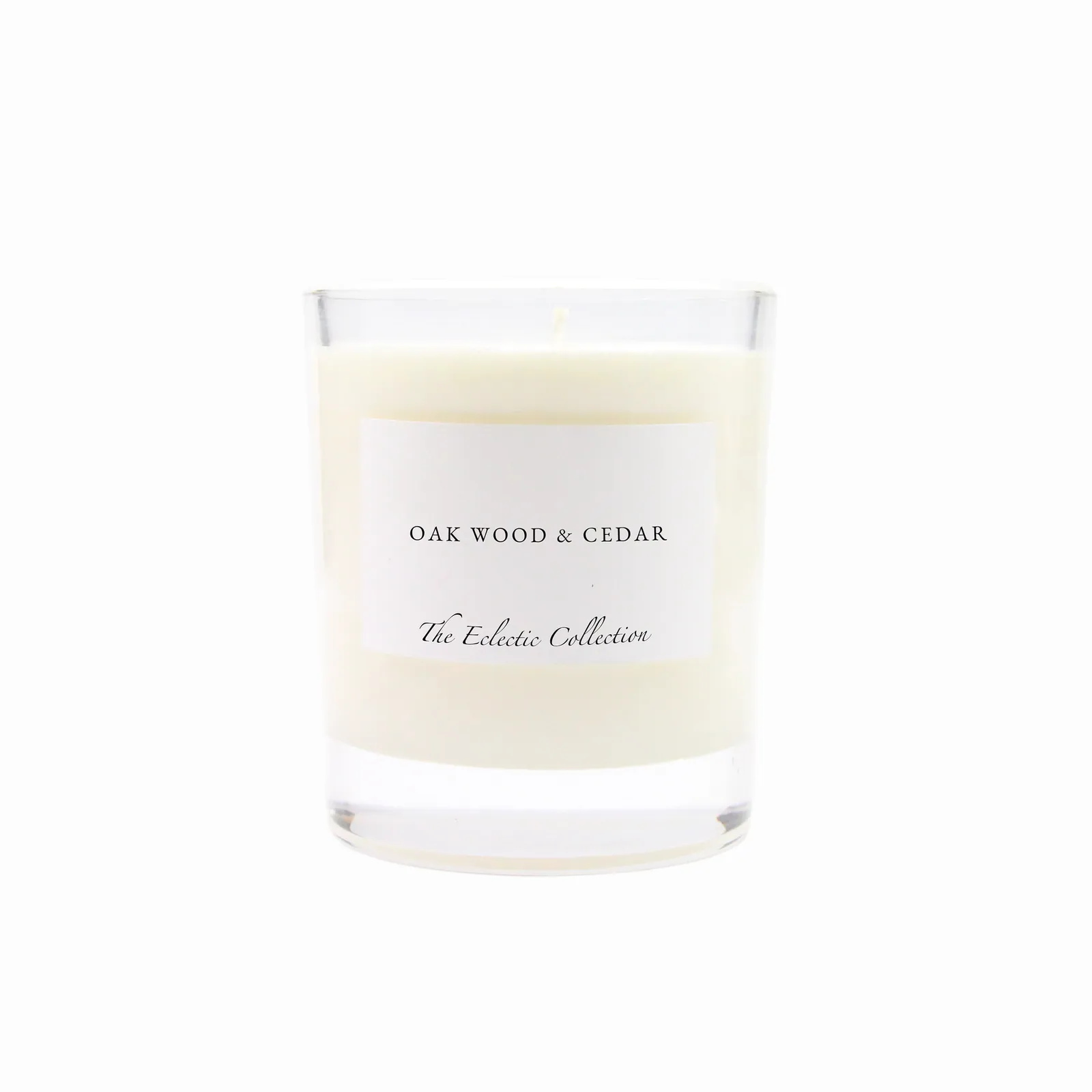 Oak Wood & Cedar, Medium Candle, Clear Glass