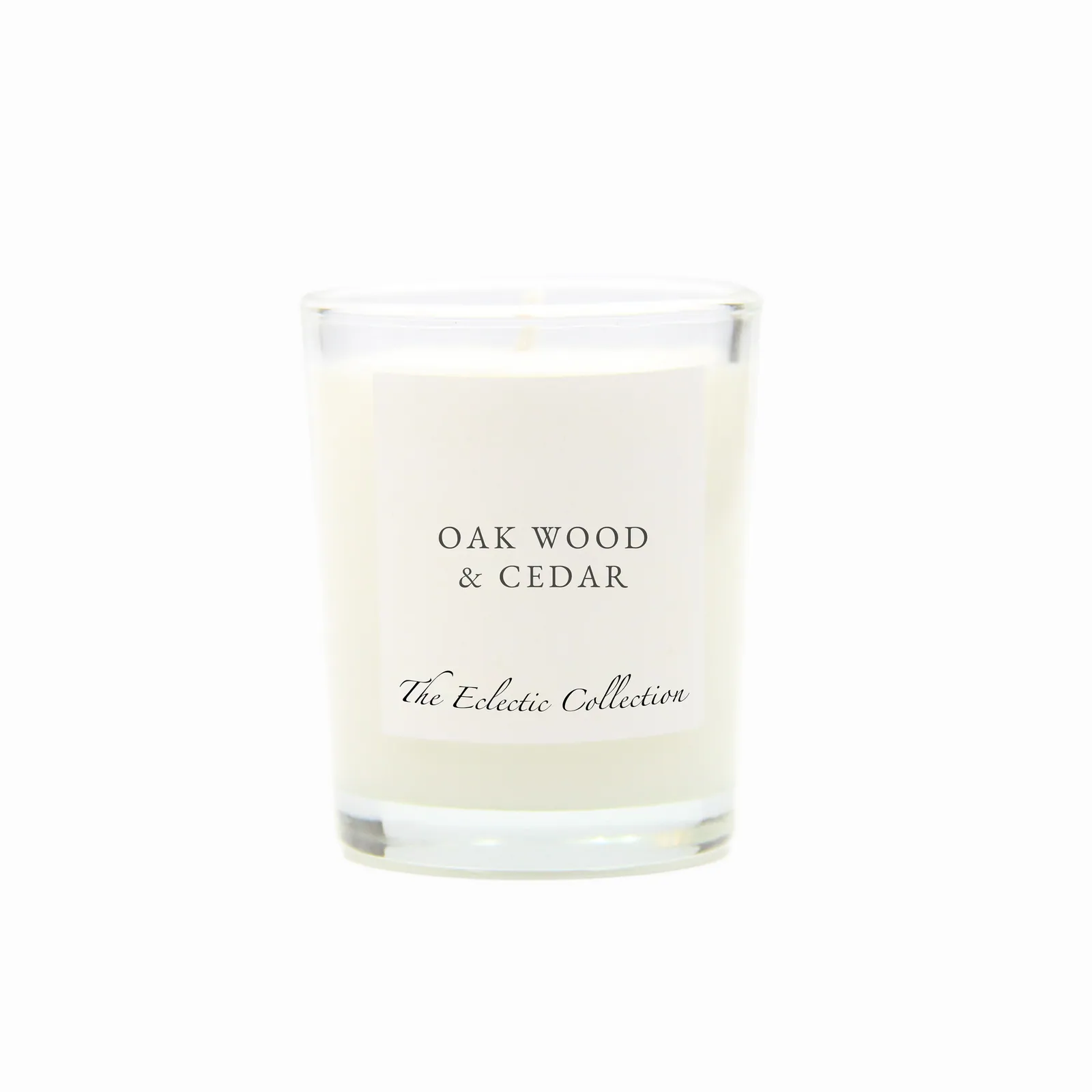 Oak Wood & Cedar, Small Candle, Clear Glass