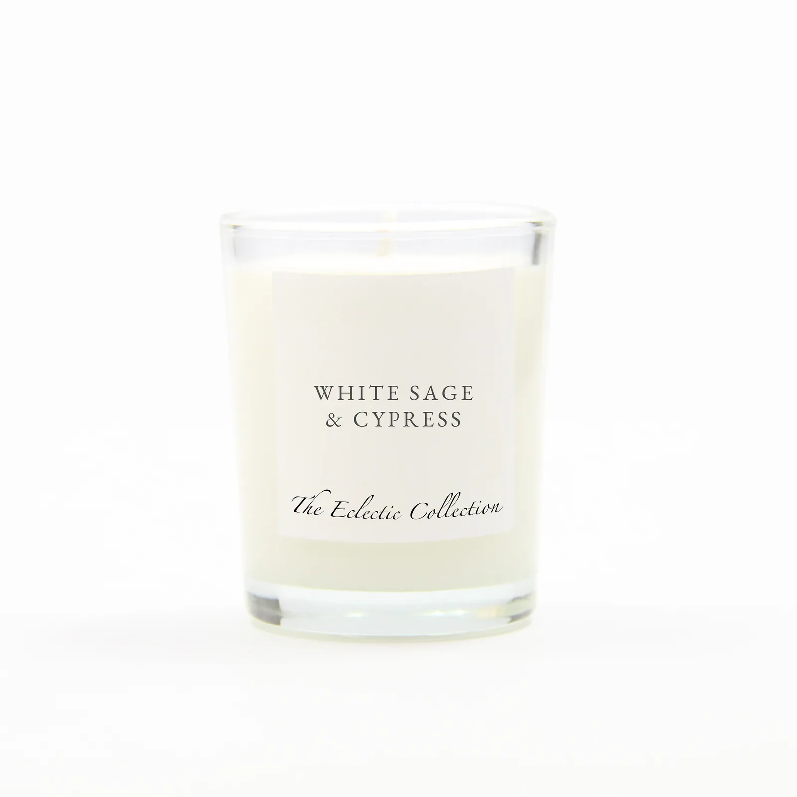 White Sage & Cypress, Small Candle, Clear Glass