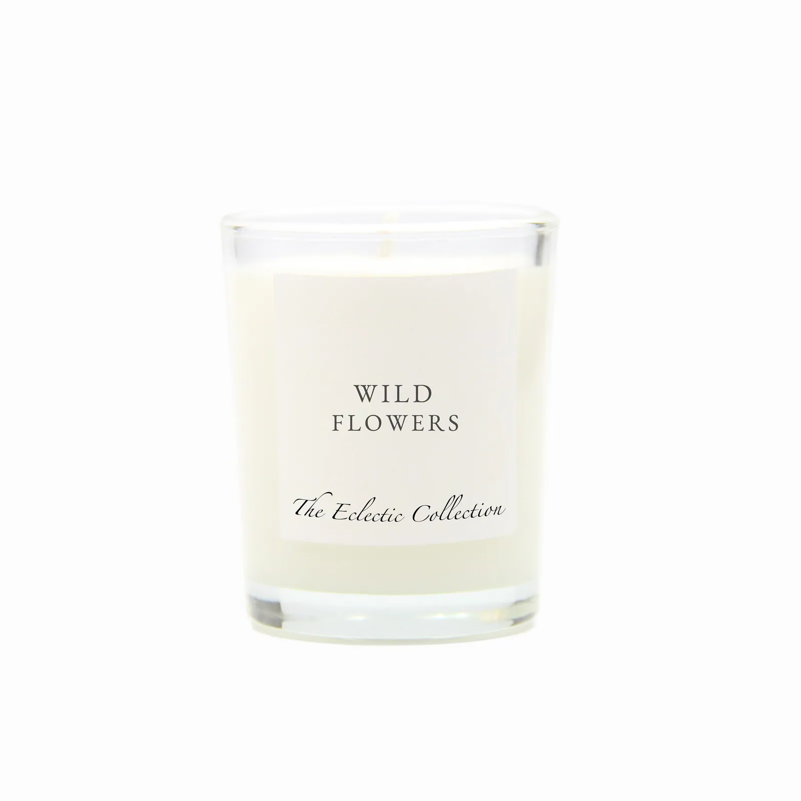 Wild Flowers, Small Candle, Clear Glass